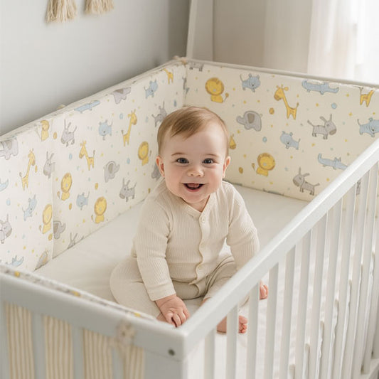 tour-de-lit-modulable-animaux-bebe-assis-dans-berceau-souriant