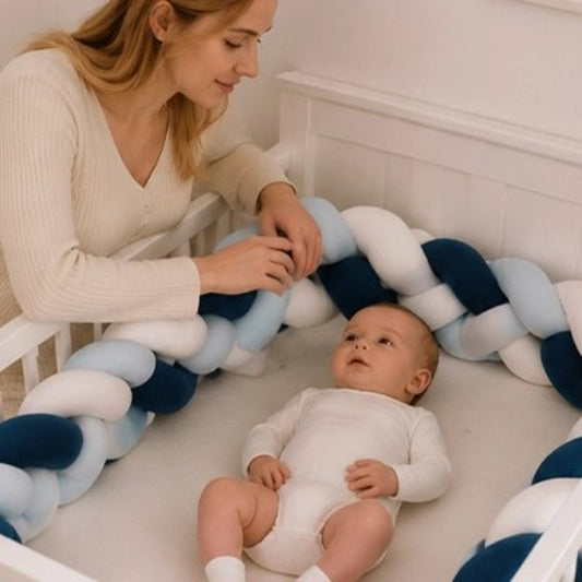 Tresse de lit bleu et blanc
