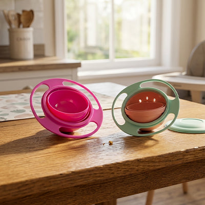vaisselle bebe sans BPA rose et vert