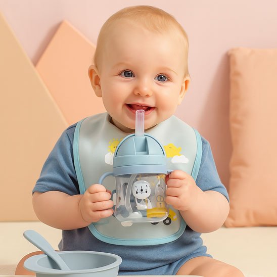 Verre bebe deux poignées portable