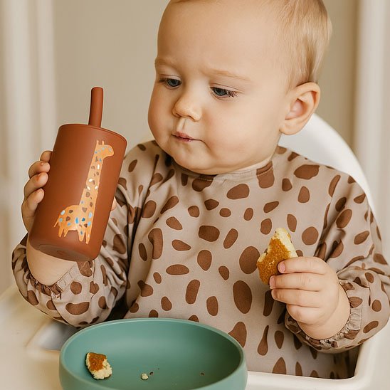 Verre bebe marron avec dessin girafe