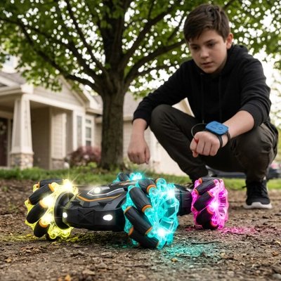 Voiture télécommandée enfant roues LED 360 degré